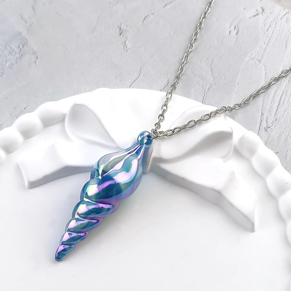Stardew Valley Mermaid's Pendant Cosplay Necklace Blue Screw Pendant Choker Fashion Collarbone Chain Accessories