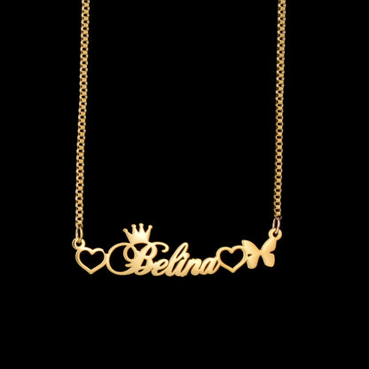 Atoztide Custom Name Necklace for Women with Butterfly Personalized Stainless Steel Jewelry Nameplate Choker Chain Birthday Gift