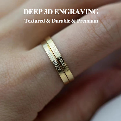 COOLTIME Personalized Custom Ring For Women Stainless Steel Gold Color Engrave Name Rings Anniversary Jewelry Gift Couple Mom