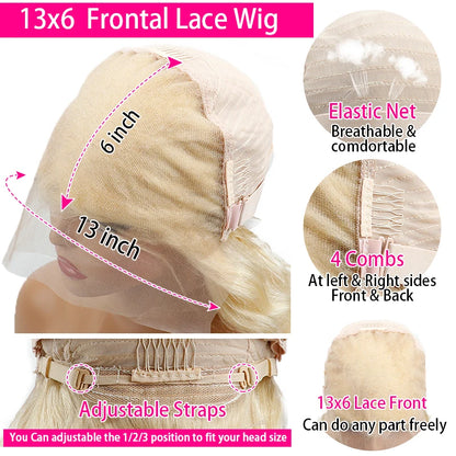 613 Honey Blonde Bone Straight Bob Wig – Pre-Plucked 13x6 HD Lace Front, 220%