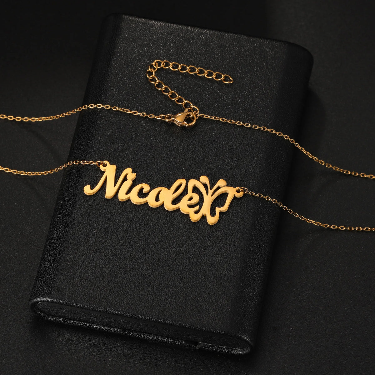 Atoztide Custom Name Necklace for Women with Butterfly Personalized Stainless Steel Jewelry Nameplate Choker Chain Birthday Gift