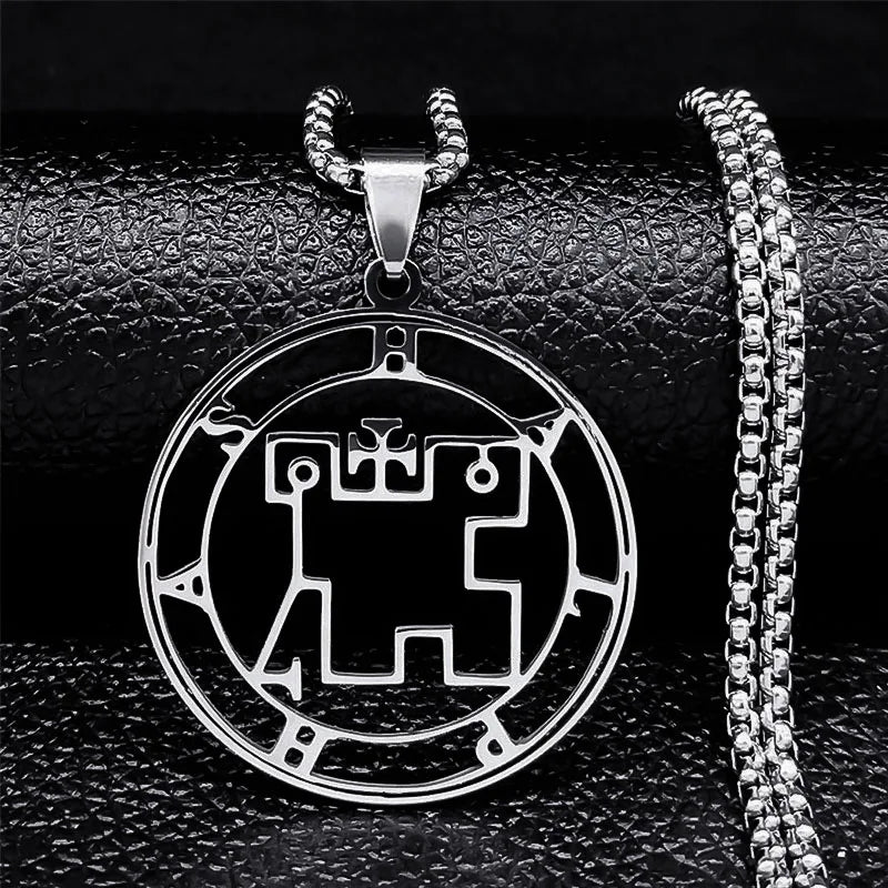 Stainless Steel Demon Seal Necklace Men/Women Silver Color Satan LILITH Necklaces & Pendants Jewery colares feminino N1331S03
