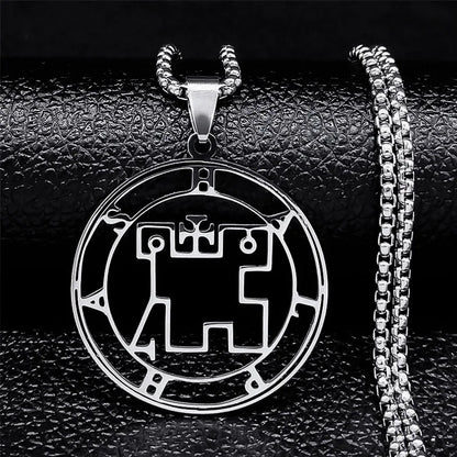 Stainless Steel Demon Seal Necklace Men/Women Silver Color Satan LILITH Necklaces & Pendants Jewery colares feminino N1331S03