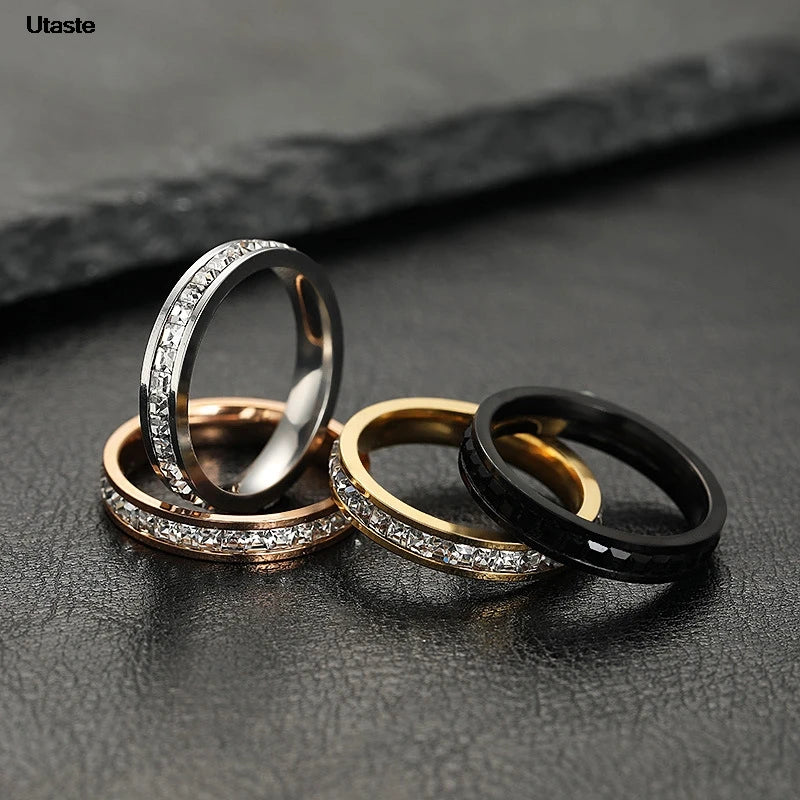 New Minimalist Thin Rings for Women Wedding Brilliant Cubic Zircon High Quality Versatile Female Finger Ring Jewelry