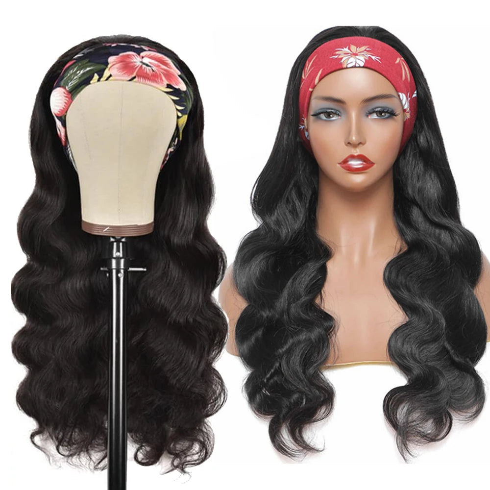 Body Wave Headband Wig – Human Hair 180% Density, Glueless Ready-to-Wear