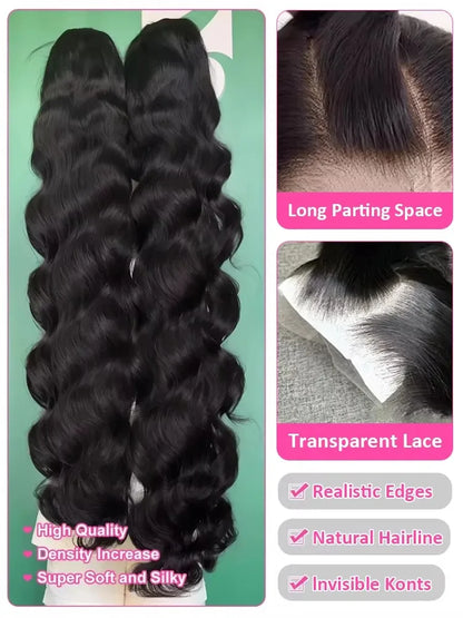 Natural Black Body Wave 360 Full Lace Wig – Pre-Plucked 13x4 & 13x6, 250%