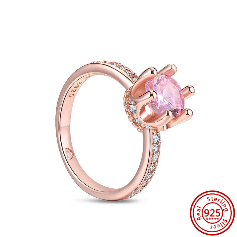 925 Sterling Silver Original Rose Gold Plated Fashion Women Ring Flower Green Zircon Design Jewelry Exquisite Wedding Gift Rings