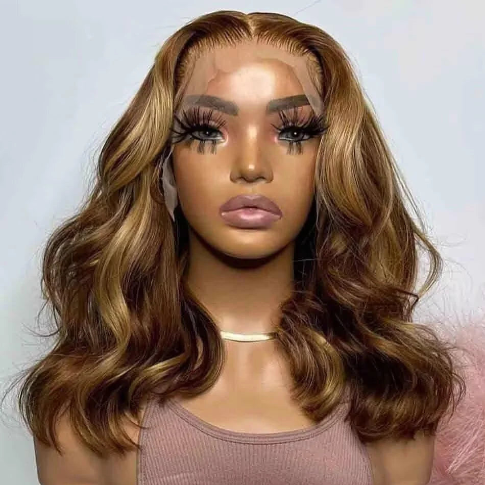4/27 Honey Blonde Body Wave Bob Wig – 13x4 HD Lace Front, Glueless Pre-Plucked