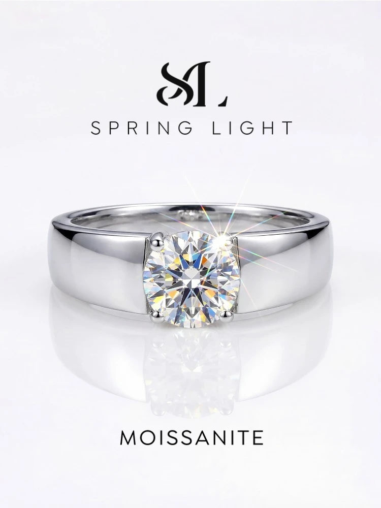 Luxury 1CT D Color Certified Moissanite Diamond Wedding Rings For Men Real 925 Sterling Silver Top Quality Jewelry