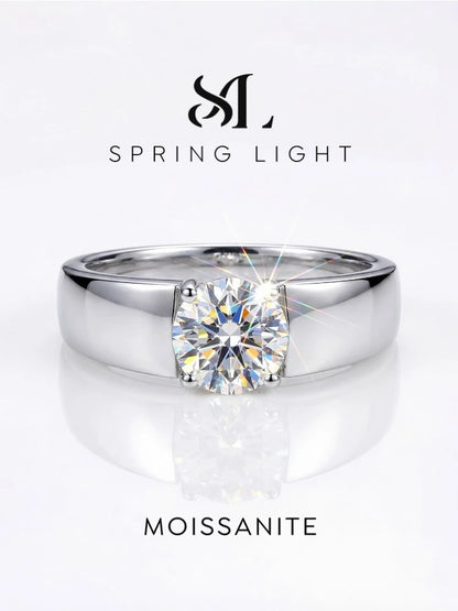 Luxury 1CT D Color Certified Moissanite Diamond Wedding Rings For Men Real 925 Sterling Silver Top Quality Jewelry