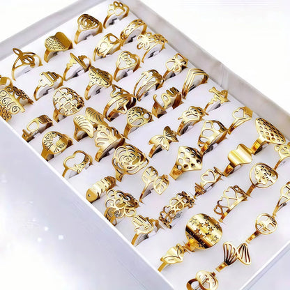 10/20Pcs/Lot Fashion Classic Charm Multicolor Simple Stainless Steel Rings For Women Wedding Love Mix Style Jewelry Party Gifts
