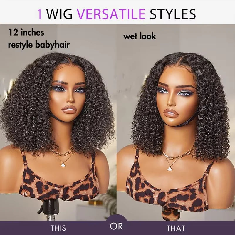 Short Deep Wave Glueless Bob Wig – 10 Inch 5x5 HD Lace Closure, 250% Density