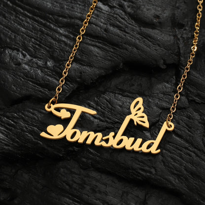 Atoztide Custom Name Necklace for Women with Butterfly Personalized Stainless Steel Jewelry Nameplate Choker Chain Birthday Gift
