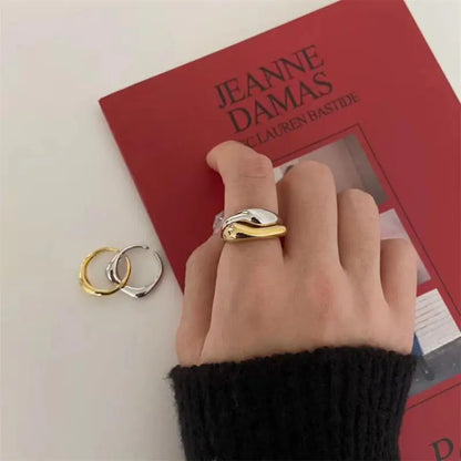 Gold Silver Plated Geometric Arc Smooth Rings for Women Big Large Bold Open Finger Ring Chunky Jewelry New Hot