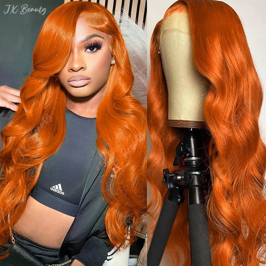 Ginger Orange #350 Body Wave 13x6 Transparent Lace Front Wig – Pre-Plucked Natural Hairline