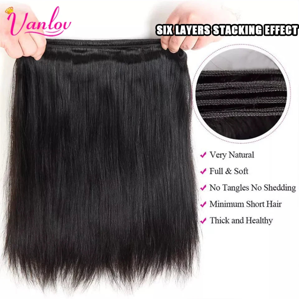 Brazilian Straight Human Hair Bundles – Remy Weave Natural Black, 1/3/4 Bundle Deals