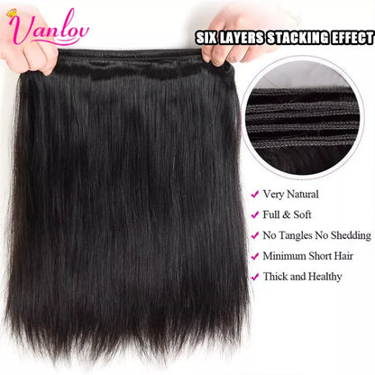 Brazilian Straight Human Hair Bundles – Remy Weave Natural Black, 1/3/4 Bundle Deals