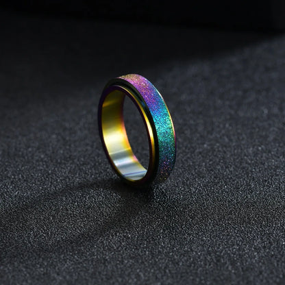 6MM Rotate Freely Spinning Stainless Steel Anxiety Rings For Women Spinner Fidgets Ring Anti Stress Men Rotating Punk Jewelry