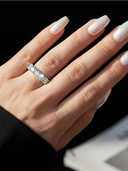 GRA Fashion Real 0.3CT*5 Moissanite Rings for Women Gift 925 Sterling Silver Brilliant Diamond Wedding Luxury Fine Jewelry