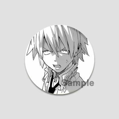 58/44/32mm Anime Soul Eater Round Pins Cartoon Badges Cosplay Handmade Tinplate Brooch for Backpack Clothes Chest Ornament Gifts