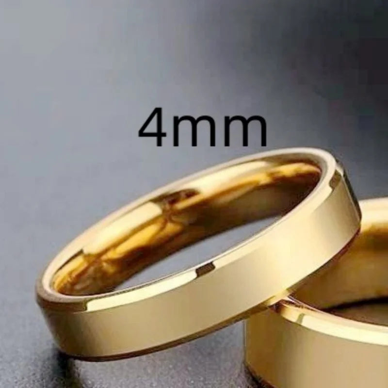 Smooth Stainless Steel Couple Rings Gold Simple 4MM 6MM Women Men Lovers Wedding Jewelry Engagement Halloween Christmas Gifts