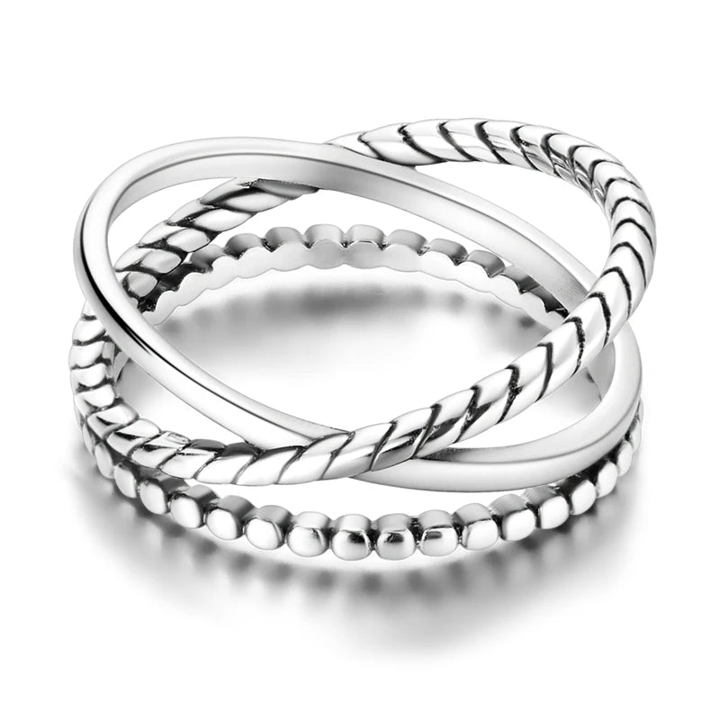 925 Sterling Silver Three-Ring Stackable Ring for Women Simple Fashion Design Fine Jewelry Perfect for Birthday Party Gift 2026