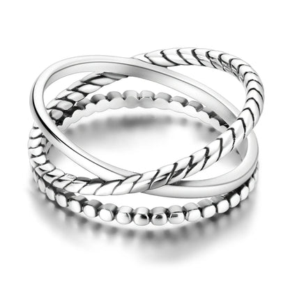 925 Sterling Silver Three-Ring Stackable Ring for Women Simple Fashion Design Fine Jewelry Perfect for Birthday Party Gift 2026