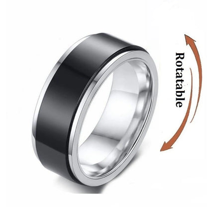 Anti Stress Anxiety Fidget Spinner Couple Rings Rotate Freely Jewelry for Men Women Stainless Steel Knuckle Ring Wedding Bague