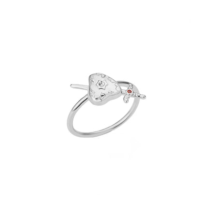 Sweet Heart Zirconia Rings for Women Stainless Steel Gold-Plated Layered Design Everyday Wear Valentine's Day Party Jewelry Gift