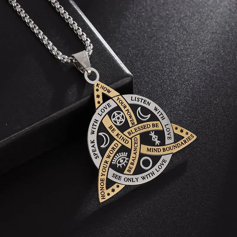 Stainless Steel 7 Archangel Seal Necklace Men's Solomon Kabbalah Seal Pendant Supernatural Protection Amulet Magical Jewelry