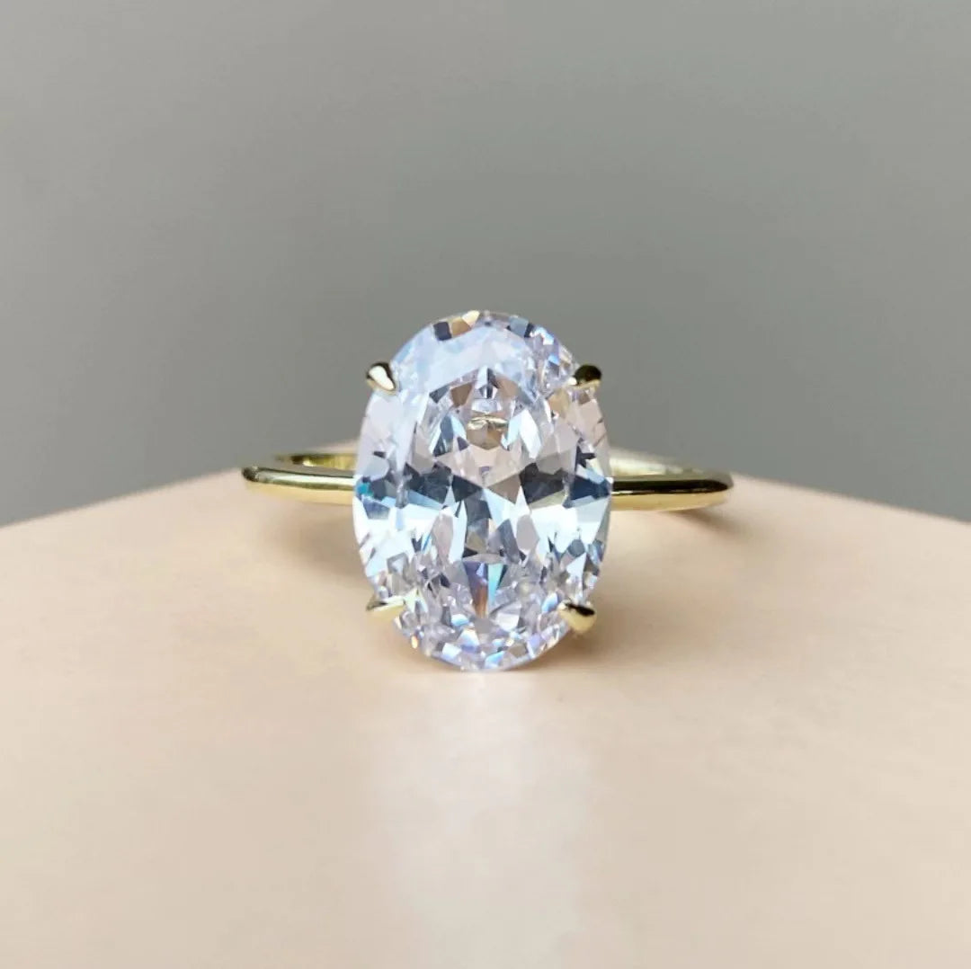 New Hot Selling Gold Plated Rings For Women Oval Cubic Zirconia Jewelry Wedding Engagement Ring Wholesale Size 5-10