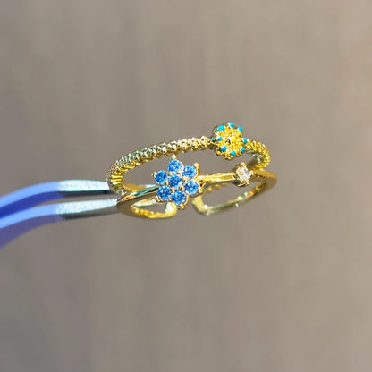 100 styles 14K Gold Plated Color Zircon Flower Crown Bow Open Ring Women Adjustable Stackable Finger Rings Wedding Jewelry Gift