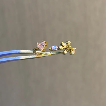 100 styles 14K Gold Plated Color Zircon Flower Crown Bow Open Ring Women Adjustable Stackable Finger Rings Wedding Jewelry Gift