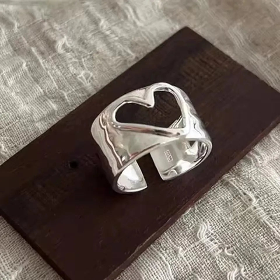 VENTFILLE 925 Sterling Silver Irregular Design Wave Golden Stackable Finger Rings Trendy Adjustable For Women Gifts Dropshipping