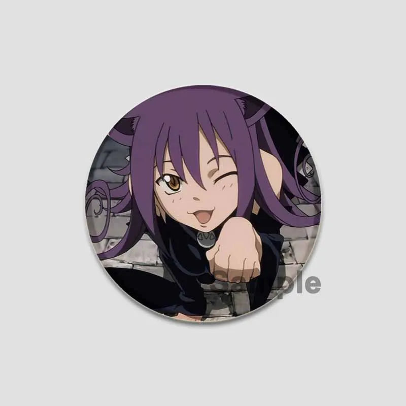 58/44/32mm Anime Soul Eater Round Pins Cartoon Badges Cosplay Handmade Tinplate Brooch for Backpack Clothes Chest Ornament Gifts