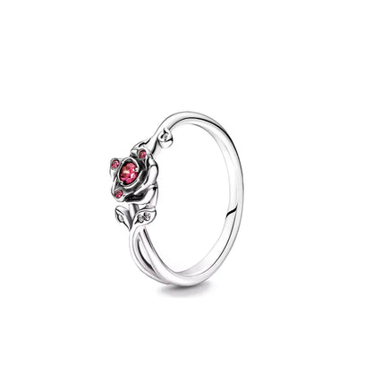 925 Silver Women Jewerly Accessories Ring Size 6 7 8 9 Pink Heart CZ Stone Red Black Rings DIY Birthday Gift Party