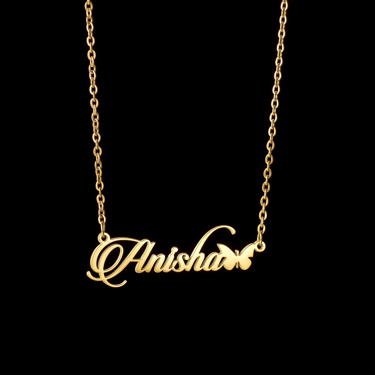 Atoztide Custom Name Necklace for Women with Butterfly Personalized Stainless Steel Jewelry Nameplate Choker Chain Birthday Gift
