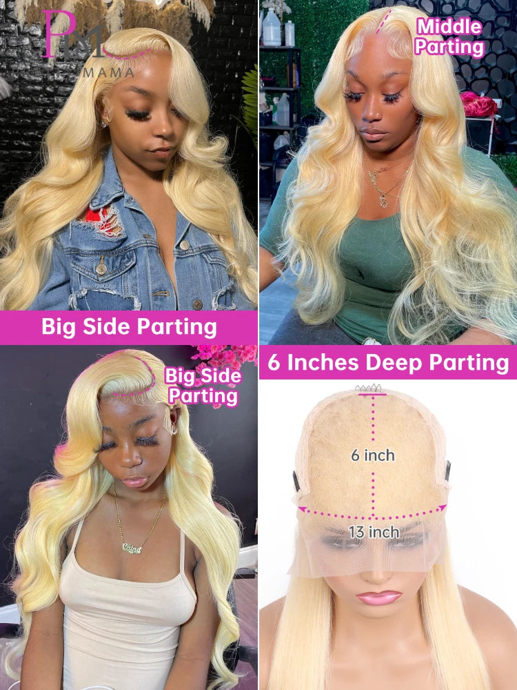 613 Honey Blonde Body Wave 360 Full Lace Frontal Wig – 13x4 & 13x6 Transparent, 16–44 Inch