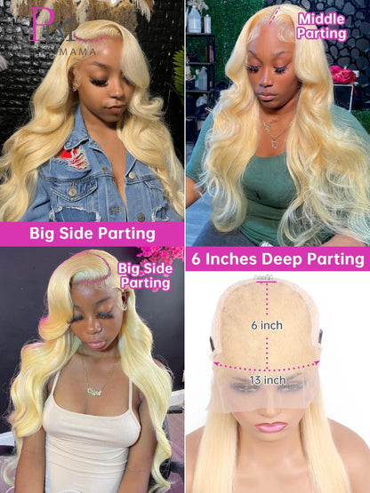 613 Honey Blonde Body Wave 360 Full Lace Frontal Wig – 13x4 & 13x6 Transparent, 16–44 Inch