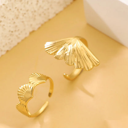 MHS.SUN Ocean Style Stainless Steel Starfish Shell Rings For Women Men Vintage Gold Plated Open Ring Summer Beach Jewelry