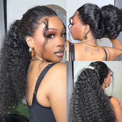 Invisible Strap 360 Full Lace Deep Wave Wig – Glueless Drawstring, 220%