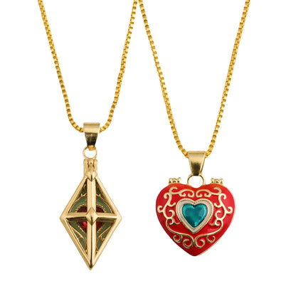 Anime Sugar Sugar Rune Necklace Open Heart Diamond Shaped Chocolat Pierre Vanilla Couple Pendants Cosplay Party Accessory Gift