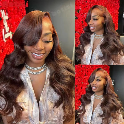 Chocolate Brown Body Wave 13x4 HD Lace Frontal Wig – Pre-Plucked 13x6, 4x4 & 5x5