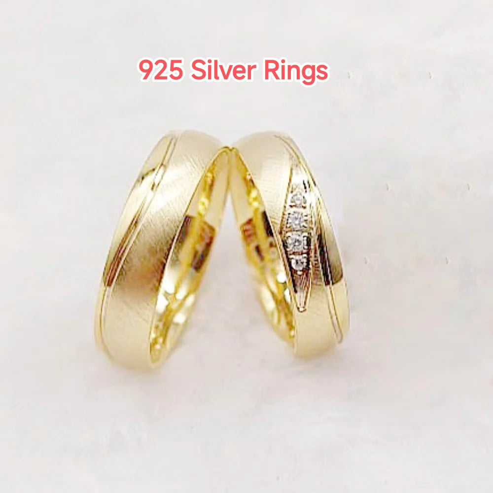 2pcs 18k Gold Plated Wedding Rings Set for Couples Europe Stardand Surgical Stainless Steel Fashion Jewelry Lovers Alliance