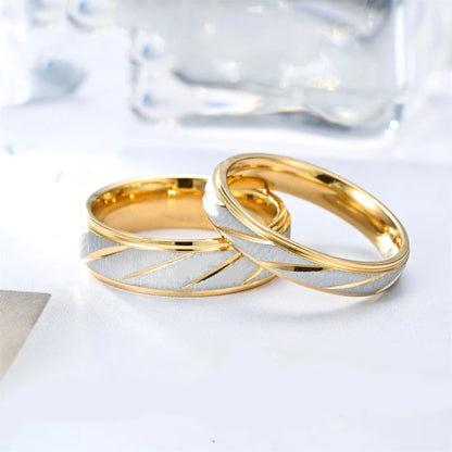 New Unique Wave Pattern Couple Rings For Men Women High Quality Stainless Steel Ring Engagement Wedding Rings Jewelry Gift