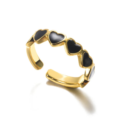 Sweet Heart Zirconia Rings for Women Stainless Steel Gold-Plated Layered Design Everyday Wear Valentine's Day Party Jewelry Gift