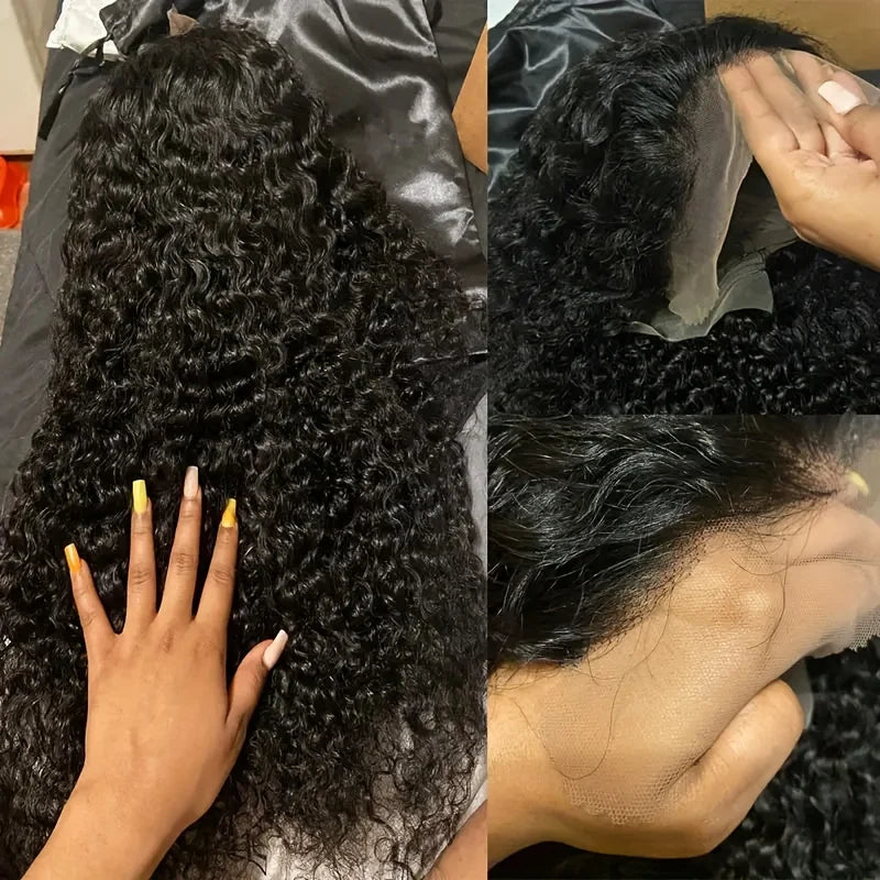 Deep Wave Curly 360 Full Lace & HD Lace Front Wig – Natural Black, 250%