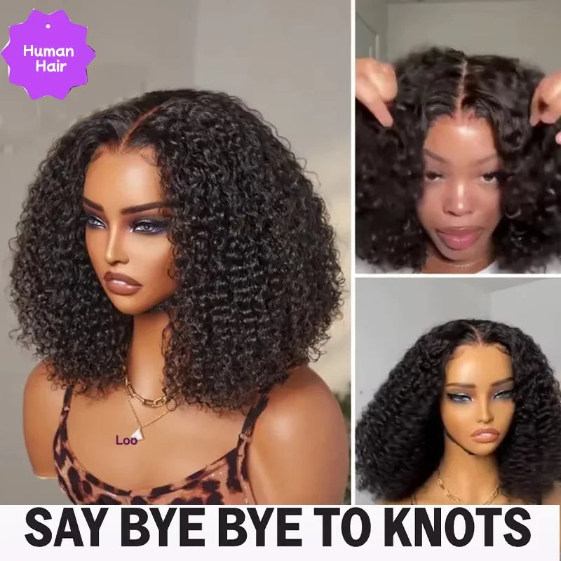 Short Deep Wave Glueless Bob Wig – 10 Inch 5x5 HD Lace Closure, 250% Density