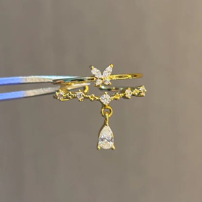 100 styles 14K Gold Plated Color Zircon Flower Crown Bow Open Ring Women Adjustable Stackable Finger Rings Wedding Jewelry Gift