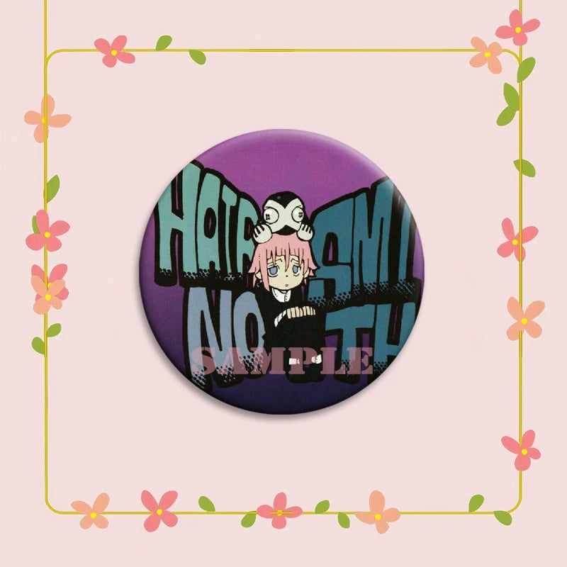 Anime Soul Eater Pins Round Creative Cartoon Badges Handmade Tinplate Brooches for Backpack Accessorys Exquisite Gifts